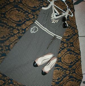 /SOLD/Tan and Brown polka dot dress